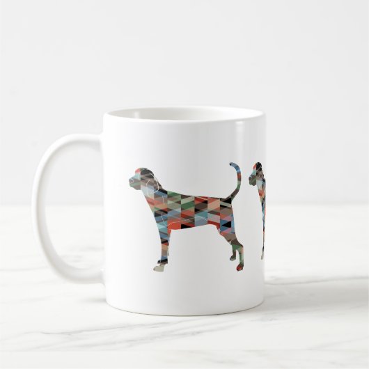 Treeing Walker Coonhound Geometrische Silhouette Kaffeetasse (Links)