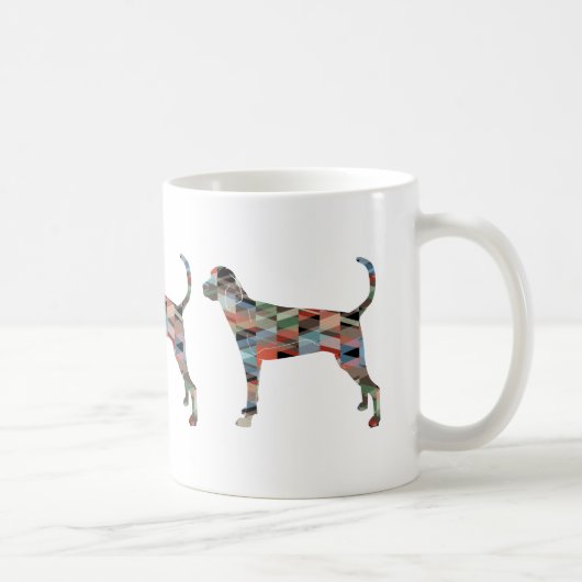 Treeing Walker Coonhound Geometrische Silhouette Kaffeetasse (Rechts)
