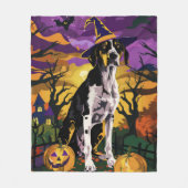 Treeing Walker Coonhound Halloween Hexenkürbis Fleecedecke (Vorderseite)