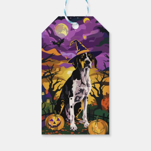 Treeing Walker Coonhound Halloween Hexenkürbis Geschenkanhänger (Rückseite)