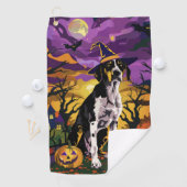 Treeing Walker Coonhound Halloween Hexenkürbis Golfhandtuch (Insitu)