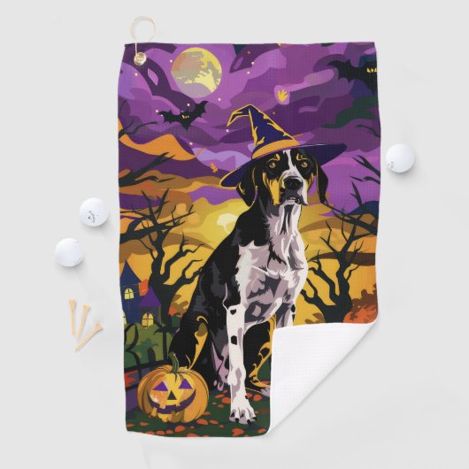 Treeing Walker Coonhound Halloween Hexenkürbis Golfhandtuch (Insitu)