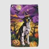 Treeing Walker Coonhound Halloween Hexenkürbis Golfhandtuch (Vorderseite)