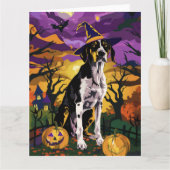Treeing Walker Coonhound Halloween Hexenkürbis Karte (Vorderseite)