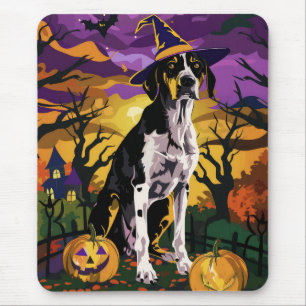 Treeing Walker Coonhound Halloween Hexenkürbis Mousepad
