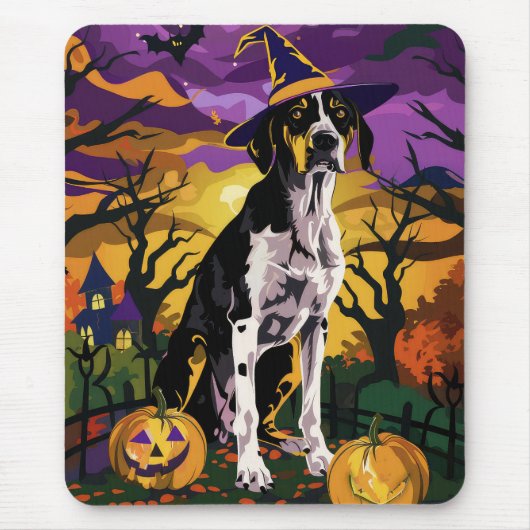 Treeing Walker Coonhound Halloween Hexenkürbis Mousepad (Vorne)