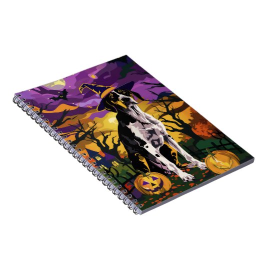 Treeing Walker Coonhound Halloween Hexenkürbis Notizblock (Rechte Seite)