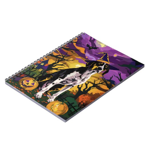 Treeing Walker Coonhound Halloween Hexenkürbis Notizblock (Linke Seite)