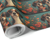 Treeing Walker Coonhound Heart Valentine's Day Geschenkpapier (Rolleneckpunkt)