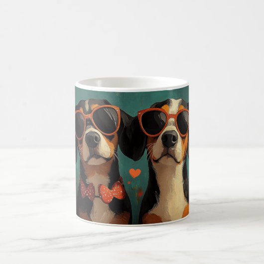 Treeing Walker Coonhound Heart Valentine's Day Kaffeetasse (Mittel)