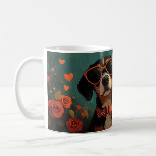 Treeing Walker Coonhound Heart Valentine's Day Kaffeetasse (Links)