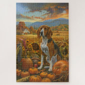 Treeing Walker Coonhound Hund Herbst Erntedank Puzzle (Vertikal)