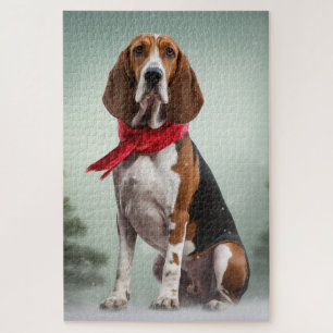Treeing Walker Coonhound Hund im Schnee Weihnachte Puzzle