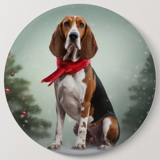 Treeing Walker Coonhound Hund in Schnee Weihnachte Button (Vorderseite)