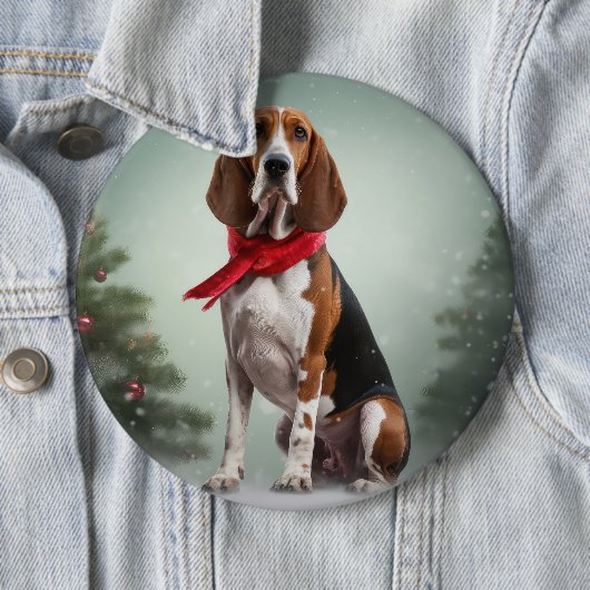 Treeing Walker Coonhound Hund in Schnee Weihnachte Button (Beispiel)
