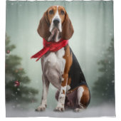 Treeing Walker Coonhound Hund in Schnee Weihnachte Duschvorhang (Vorderseite)