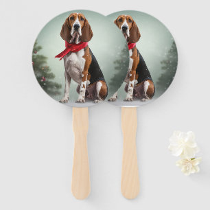 Treeing Walker Coonhound Hund in Schnee Weihnachte Fächer