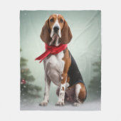 Treeing Walker Coonhound Hund in Schnee Weihnachte Fleecedecke (Vorderseite)