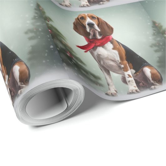 Treeing Walker Coonhound Hund in Schnee Weihnachte Geschenkpapier (Rolleneckpunkt)