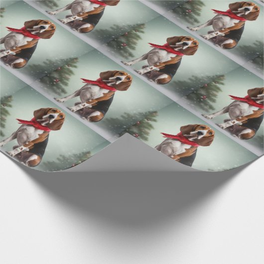 Treeing Walker Coonhound Hund in Schnee Weihnachte Geschenkpapier (Ecke)