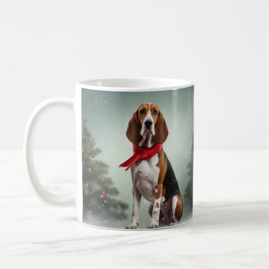 Treeing Walker Coonhound Hund in Schnee Weihnachte Kaffeetasse (Links)