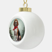 Treeing Walker Coonhound Hund in Schnee Weihnachte Keramik Kugel-Ornament (Rechts)