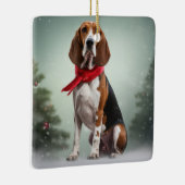 Treeing Walker Coonhound Hund in Schnee Weihnachte Keramikornament (Rechts)