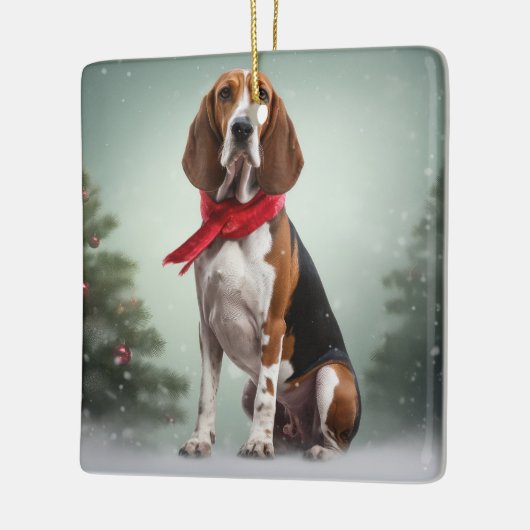 Treeing Walker Coonhound Hund in Schnee Weihnachte Keramikornament (Links)