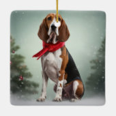 Treeing Walker Coonhound Hund in Schnee Weihnachte Keramikornament (Rückseite)