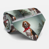 Treeing Walker Coonhound Hund in Schnee Weihnachte Krawatte (Gerollt)