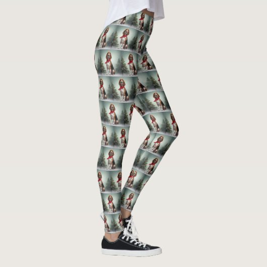 Treeing Walker Coonhound Hund in Schnee Weihnachte Leggings (Rechts)