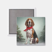 Treeing Walker Coonhound Hund in Schnee Weihnachte Magnet (Vorderseite/Rückseite)