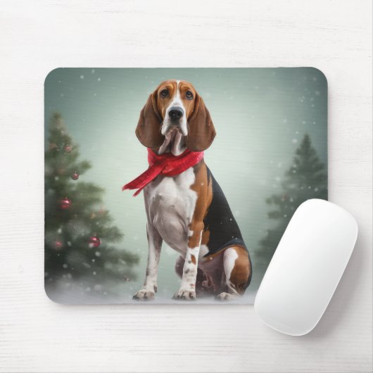 Treeing Walker Coonhound Hund in Schnee Weihnachte Mousepad (Mit Mouse)