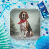 Treeing Walker Coonhound Hund in Schnee Weihnachte Pappteller (Party)