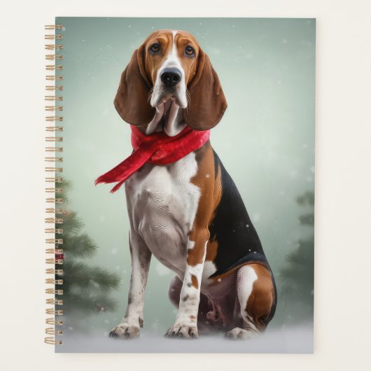 Treeing Walker Coonhound Hund in Schnee Weihnachte Planer (Vorderseite)