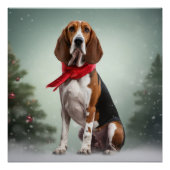 Treeing Walker Coonhound Hund in Schnee Weihnachte Poster (Vorderseite)