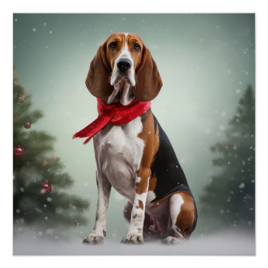 Treeing Walker Coonhound Hund in Schnee Weihnachte Poster (Vorderseite)