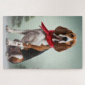 Treeing Walker Coonhound Hund in Schnee Weihnachte Puzzle (Horizontal)