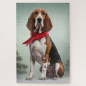 Treeing Walker Coonhound Hund in Schnee Weihnachte Puzzle (Vertikal)