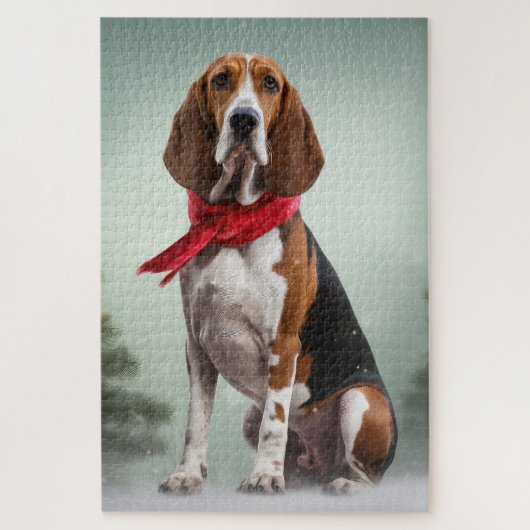 Treeing Walker Coonhound Hund in Schnee Weihnachte Puzzle (Vertikal)