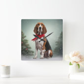 Treeing Walker Coonhound Hund in Schnee Weihnachte Quadratische Wanduhr (Zuhause)