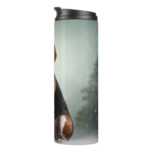 Treeing Walker Coonhound Hund in Schnee Weihnachte Thermosbecher (Nach rechts gedreht)