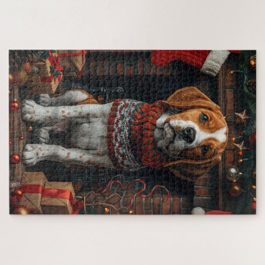 Treeing Walker Coonhound Hund mit Weihnachtsgesche Puzzle (Horizontal)