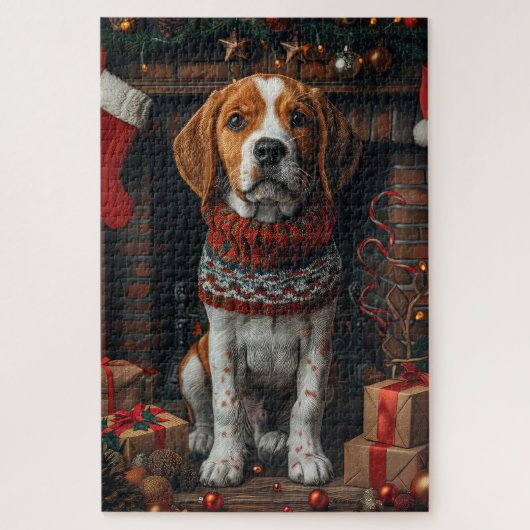 Treeing Walker Coonhound Hund mit Weihnachtsgesche Puzzle (Vertikal)