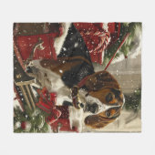 Treeing Walker Coonhound Hund Weihnachtsfestlich Fleecedecke (Vorderseite (Horizontal))