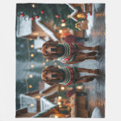 Treeing Walker Coonhound Hunde Weihnachten Schnee Fleecedecke (Vorderseite)