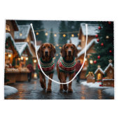 Treeing Walker Coonhound Hunde Weihnachten Schnee Große Geschenktüte (Rückseite)