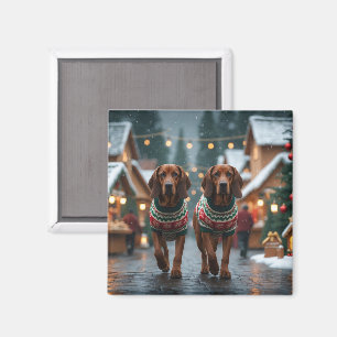 Treeing Walker Coonhound Hunde Weihnachten Schnee Magnet