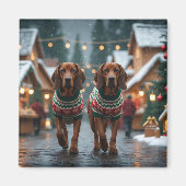 Treeing Walker Coonhound Hunde Weihnachten Schnee Magnet (Vorne)