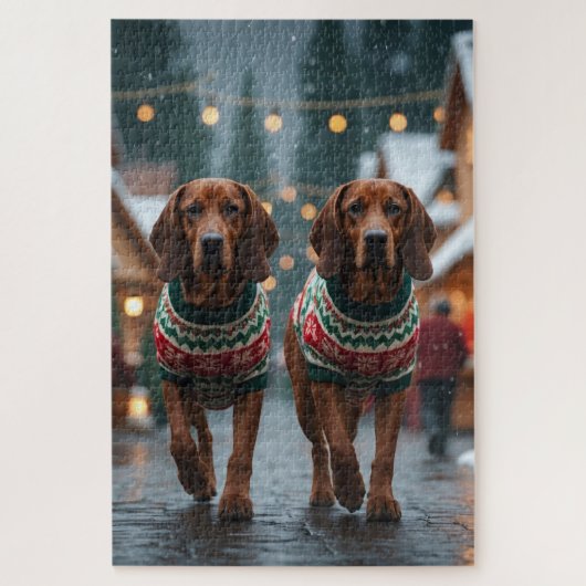 Treeing Walker Coonhound Hunde Weihnachten Schnee Puzzle (Vertikal)